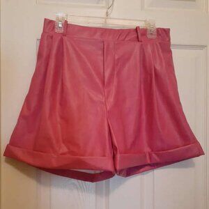 White Birch Pink Faux Leather Shorts with Side Pockets